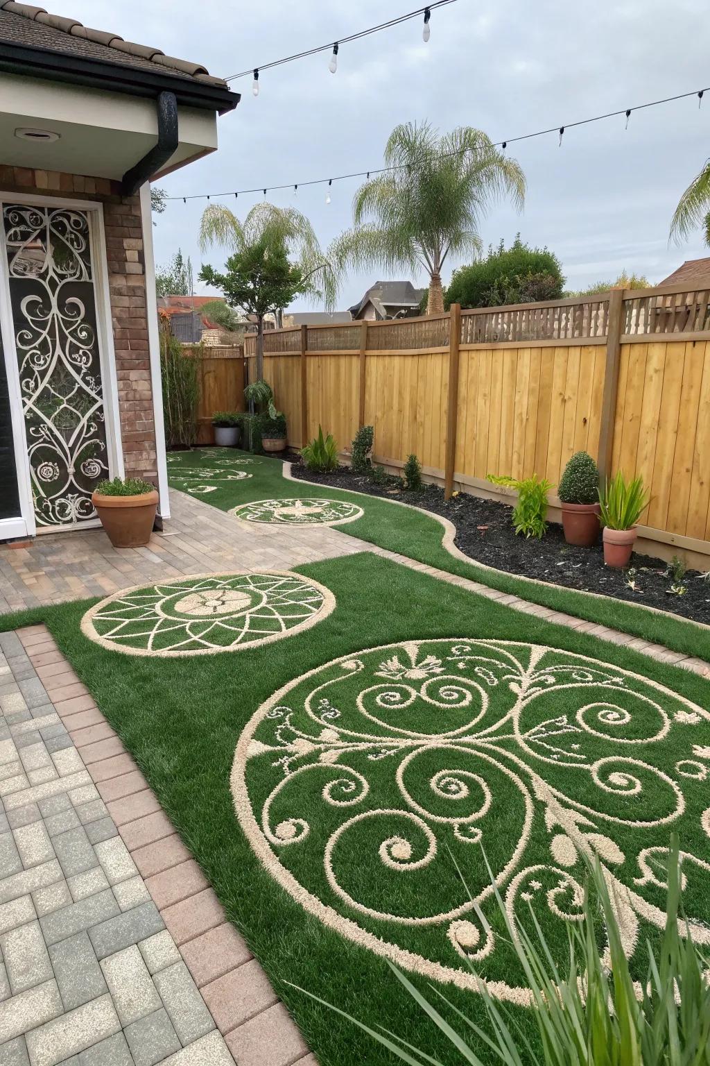 Creative artistic designs in rich grass.