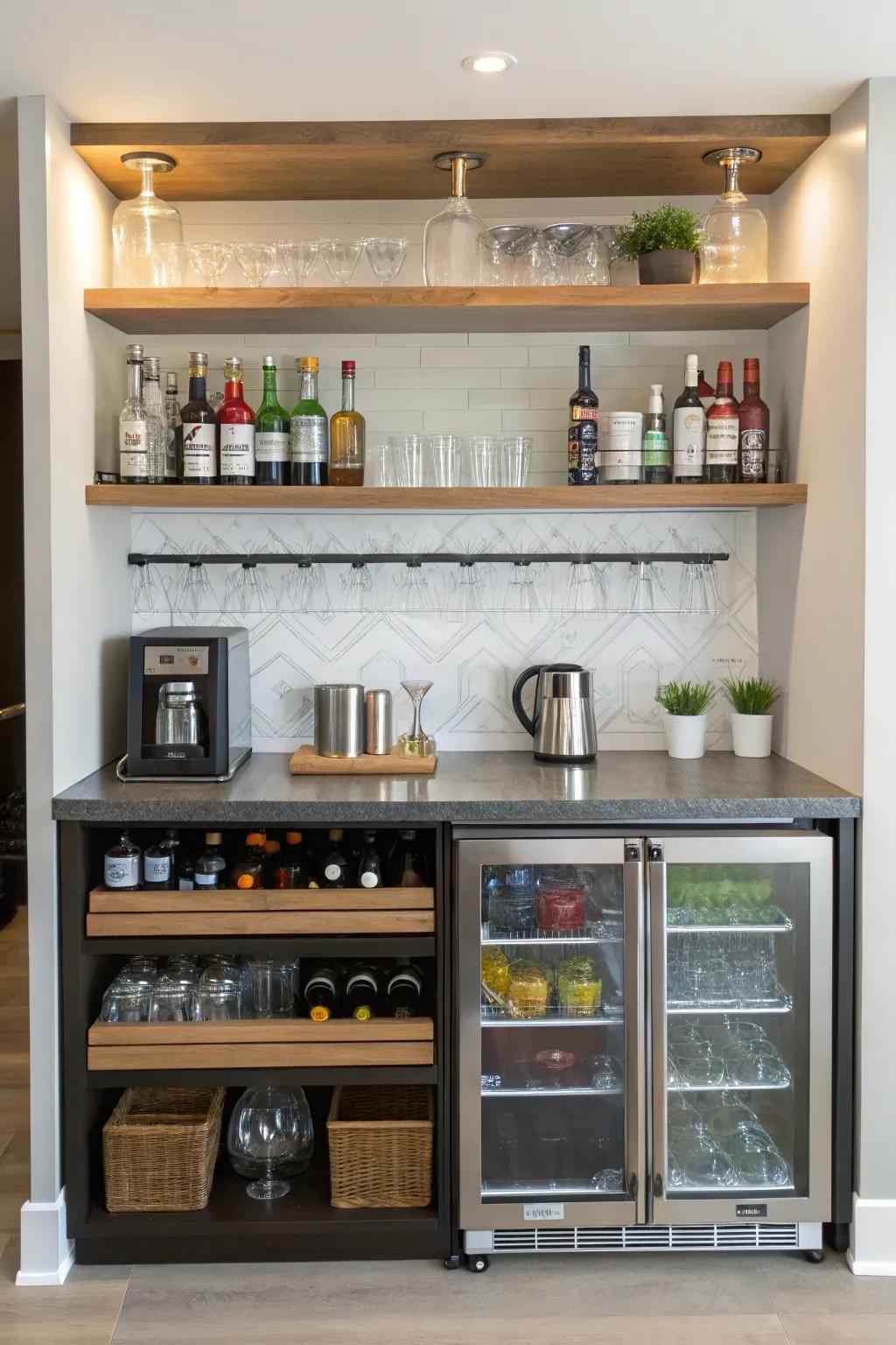 Adaptable racks maintain your drinks chilled and ready.