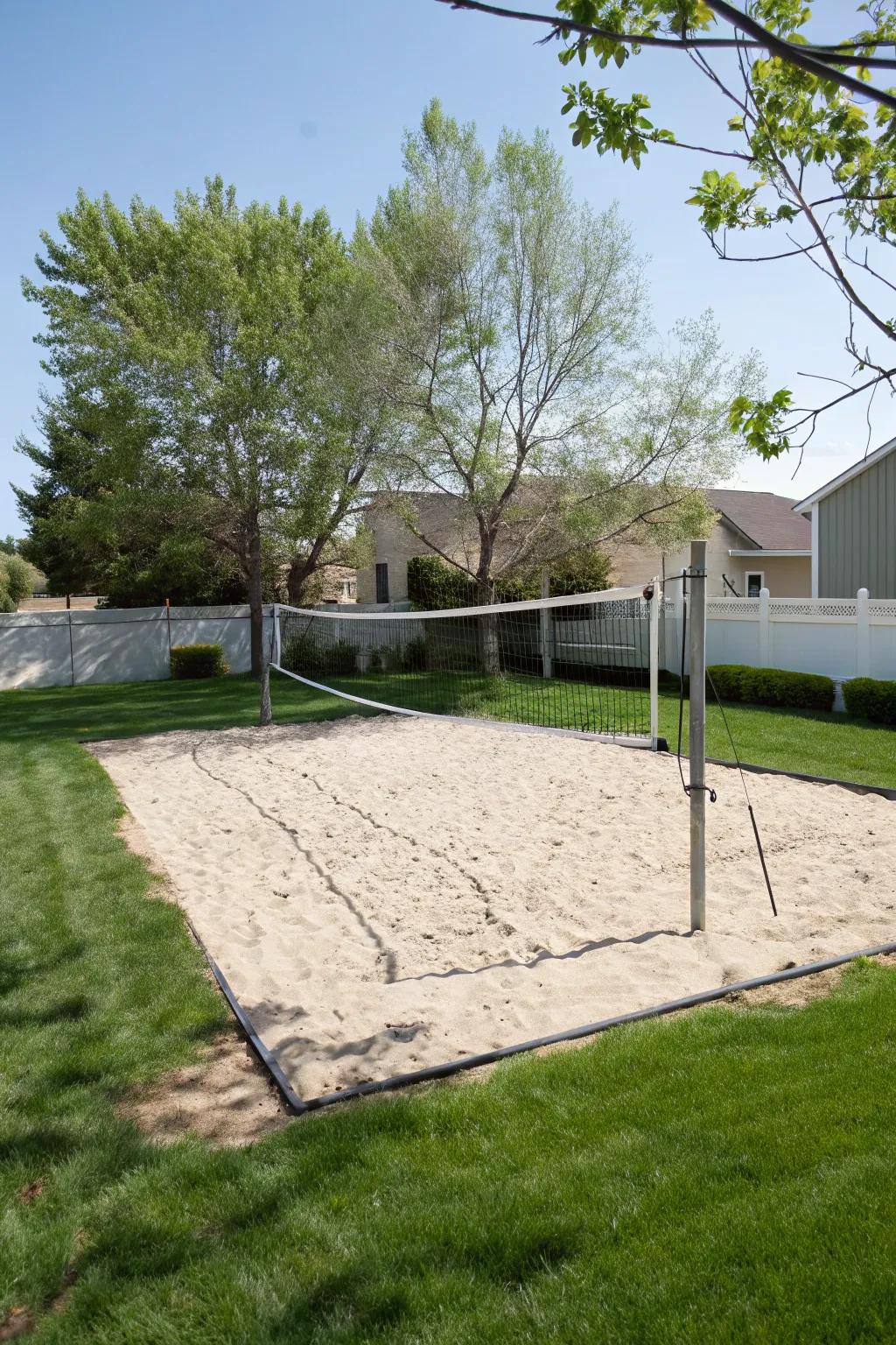 A volleyball net makes for endless fun and some sporty vibes.