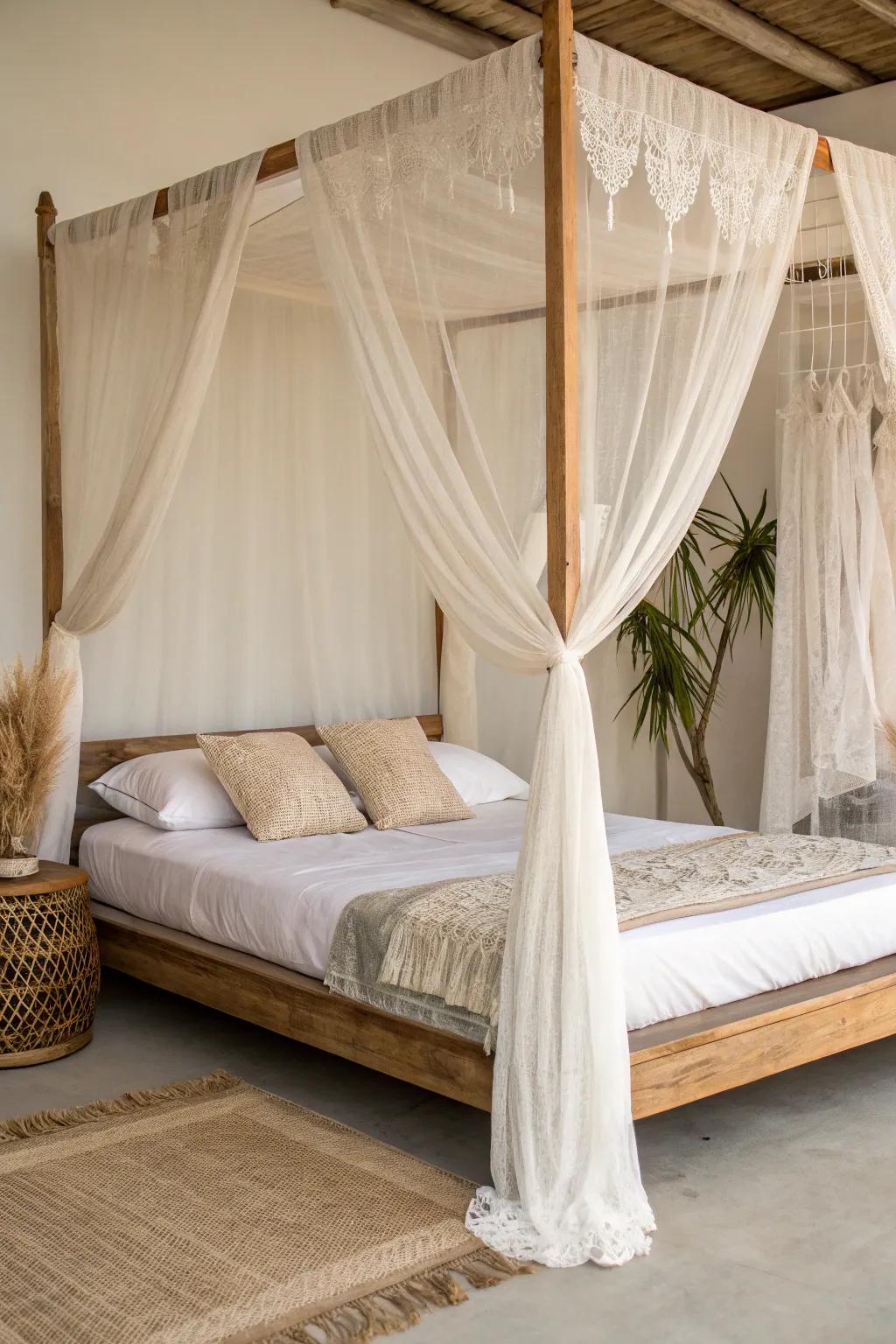 Sheer fabrics provide a hint of lightness and sophistication.