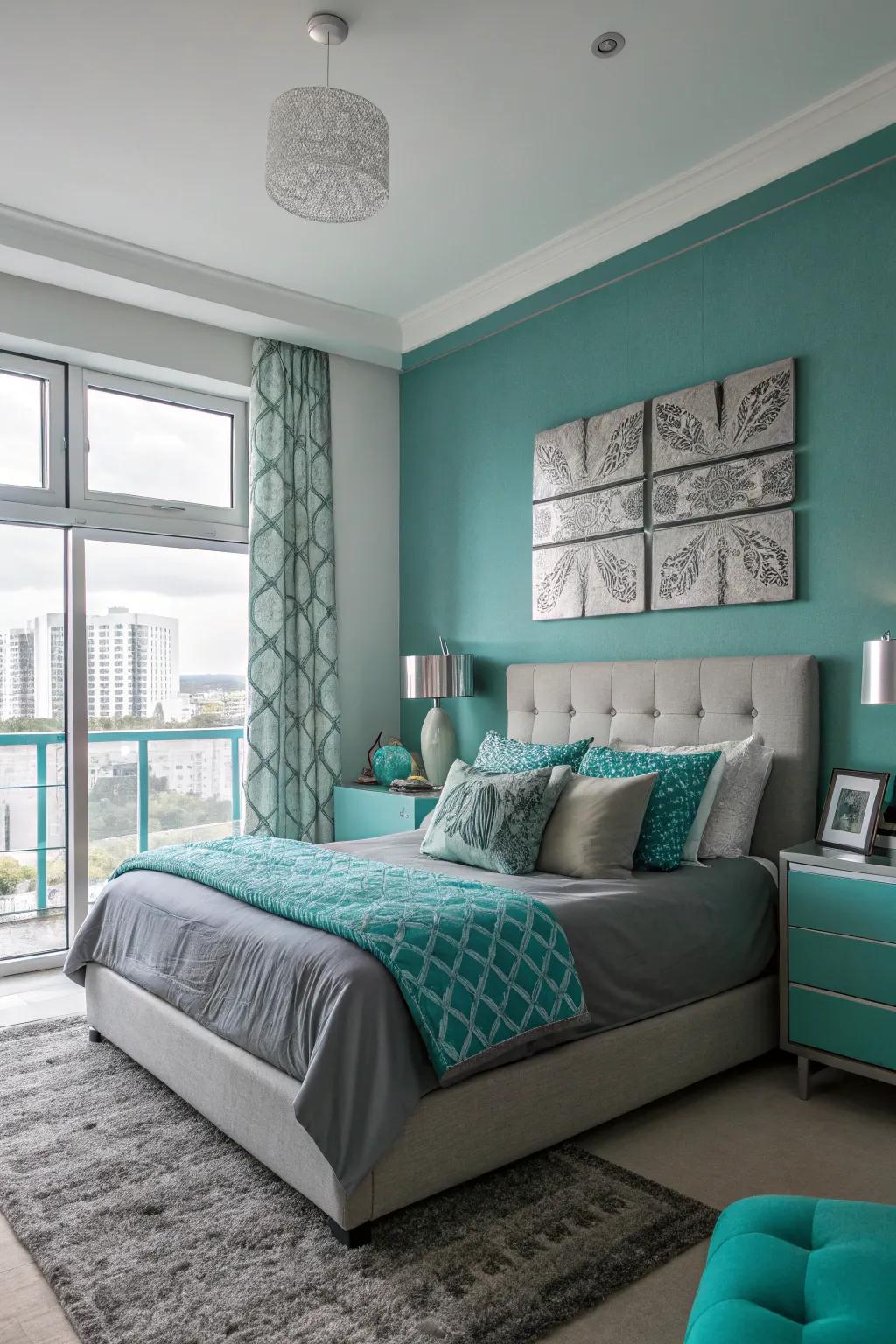 Achieve modern design with teal and gray.