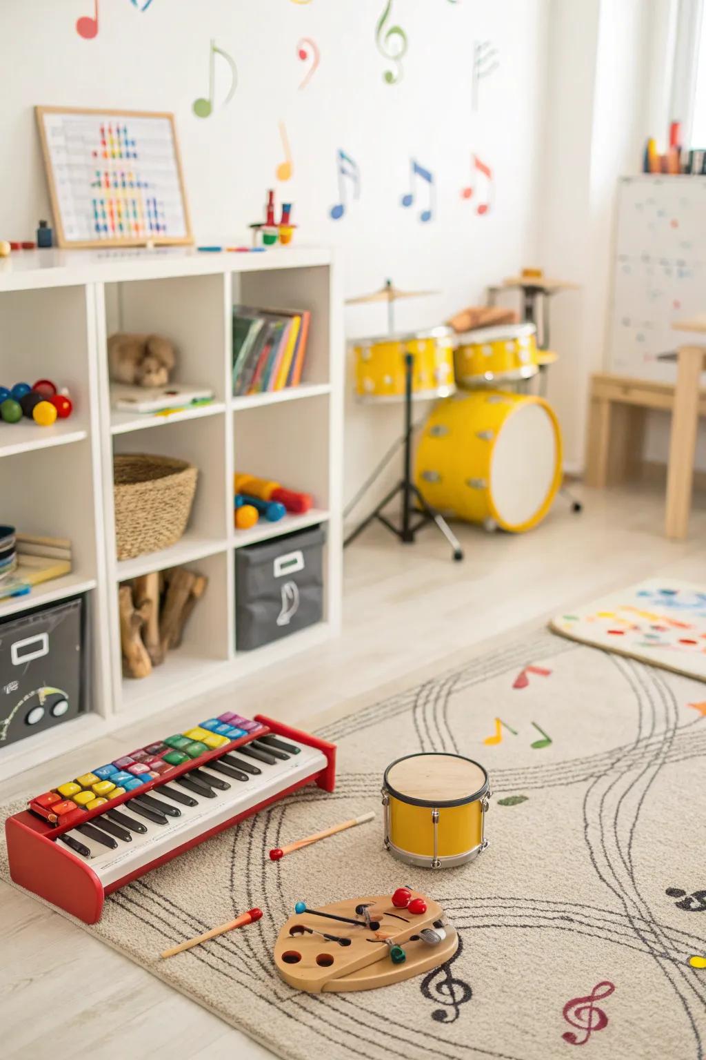 A music corner that sparks creativity and rhythmic fun.