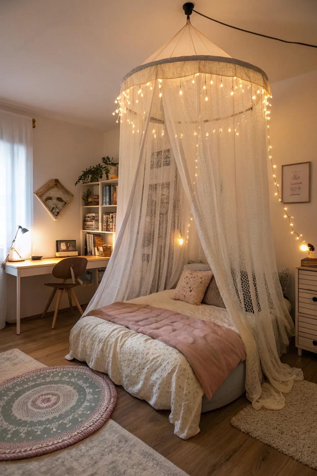 A circular draping adds sophistication and a unique touch.