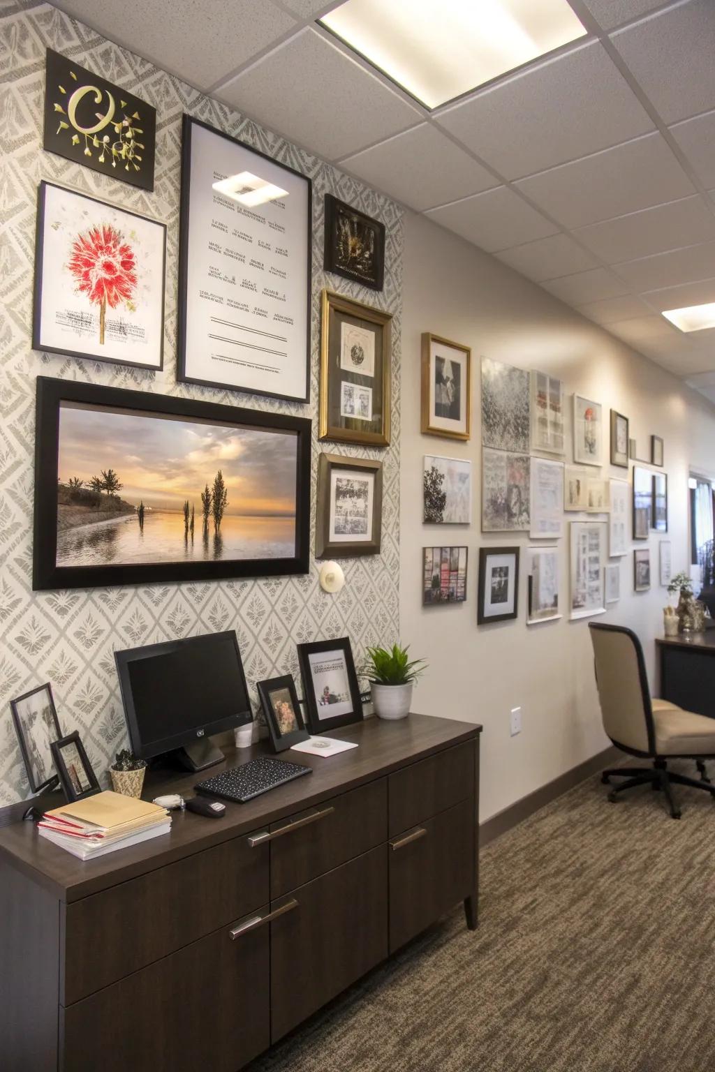 An inspiration wall serves as a daily motivator in a leadership office.