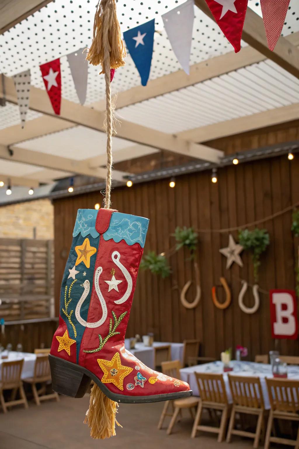 Add excitement using a cowboy boot piñata.