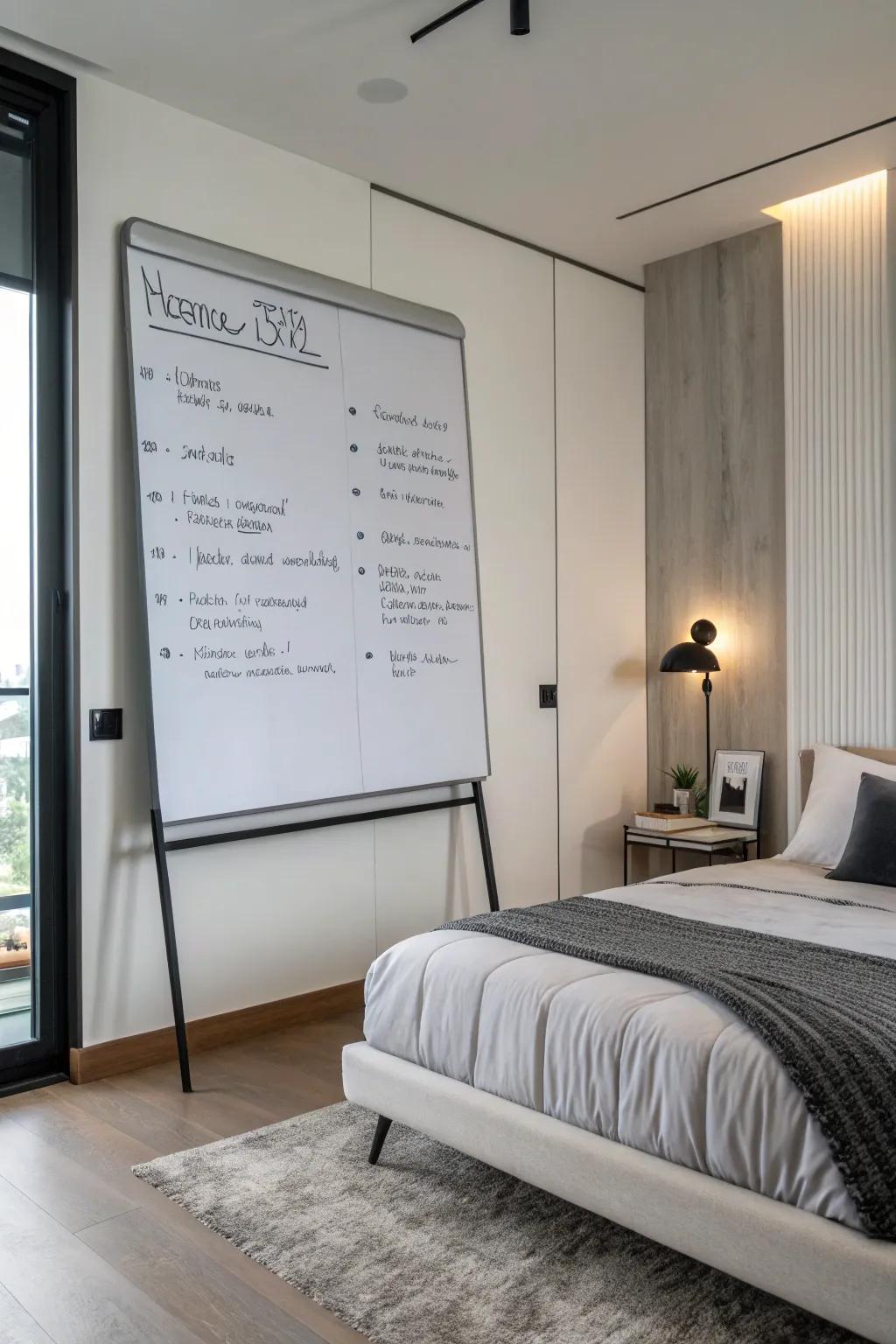 Achieve serenity and clarity with a minimalist whiteboard design.