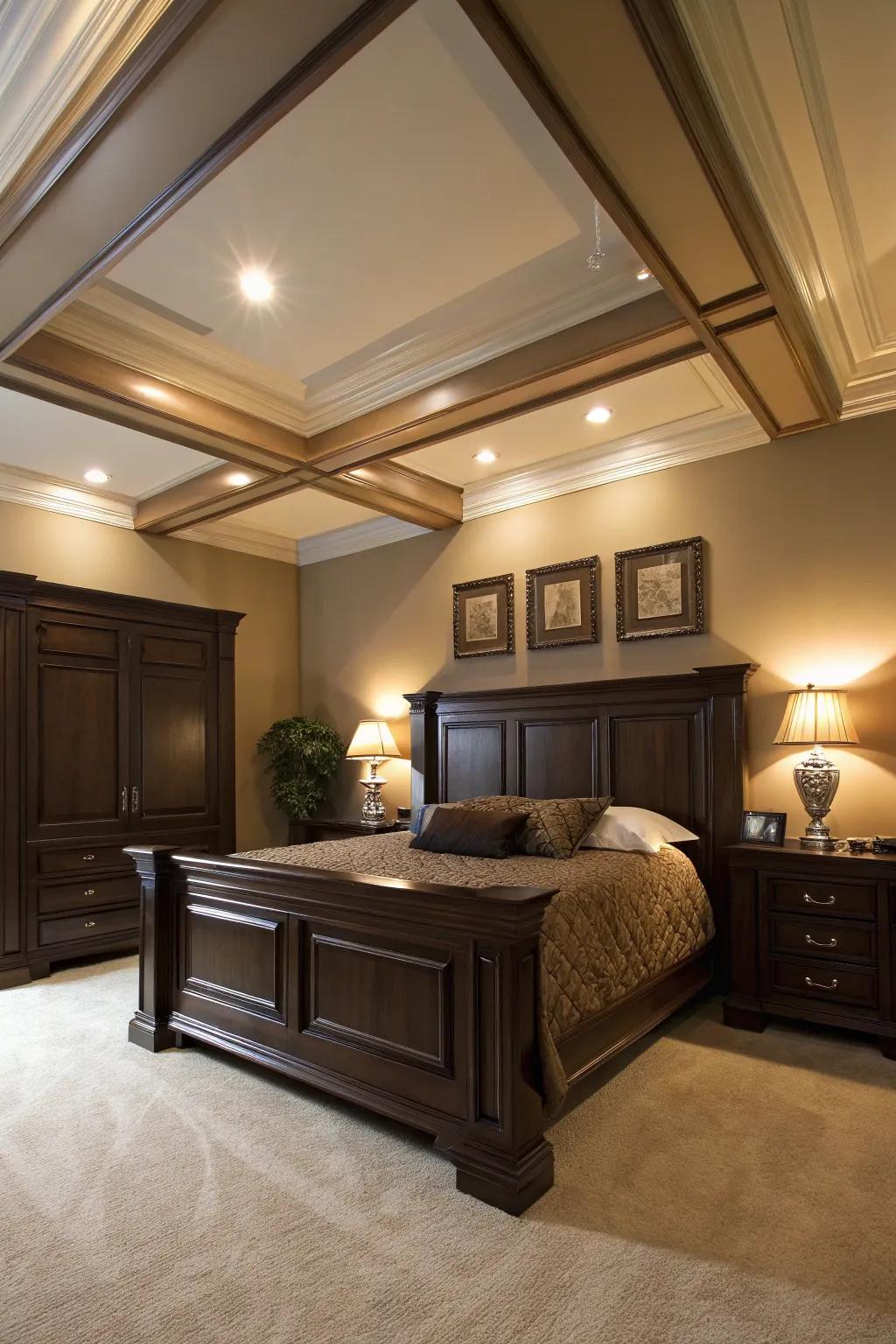 Structural characteristics surround and lift up deep brown interiors.