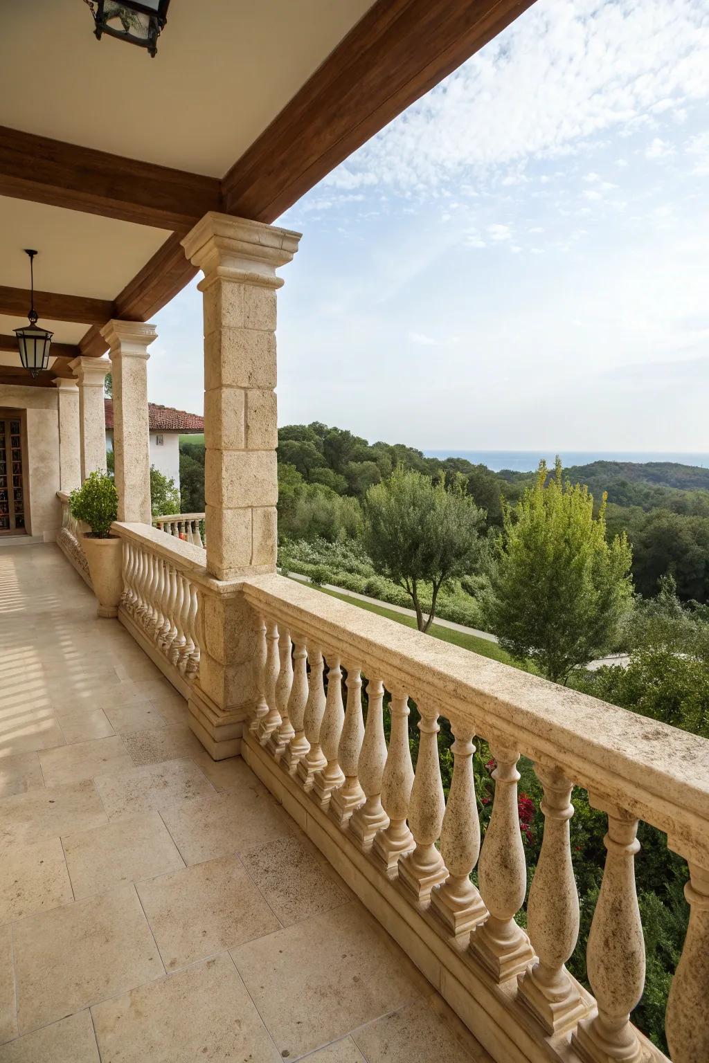 Elegance and durability through stone balusters.
