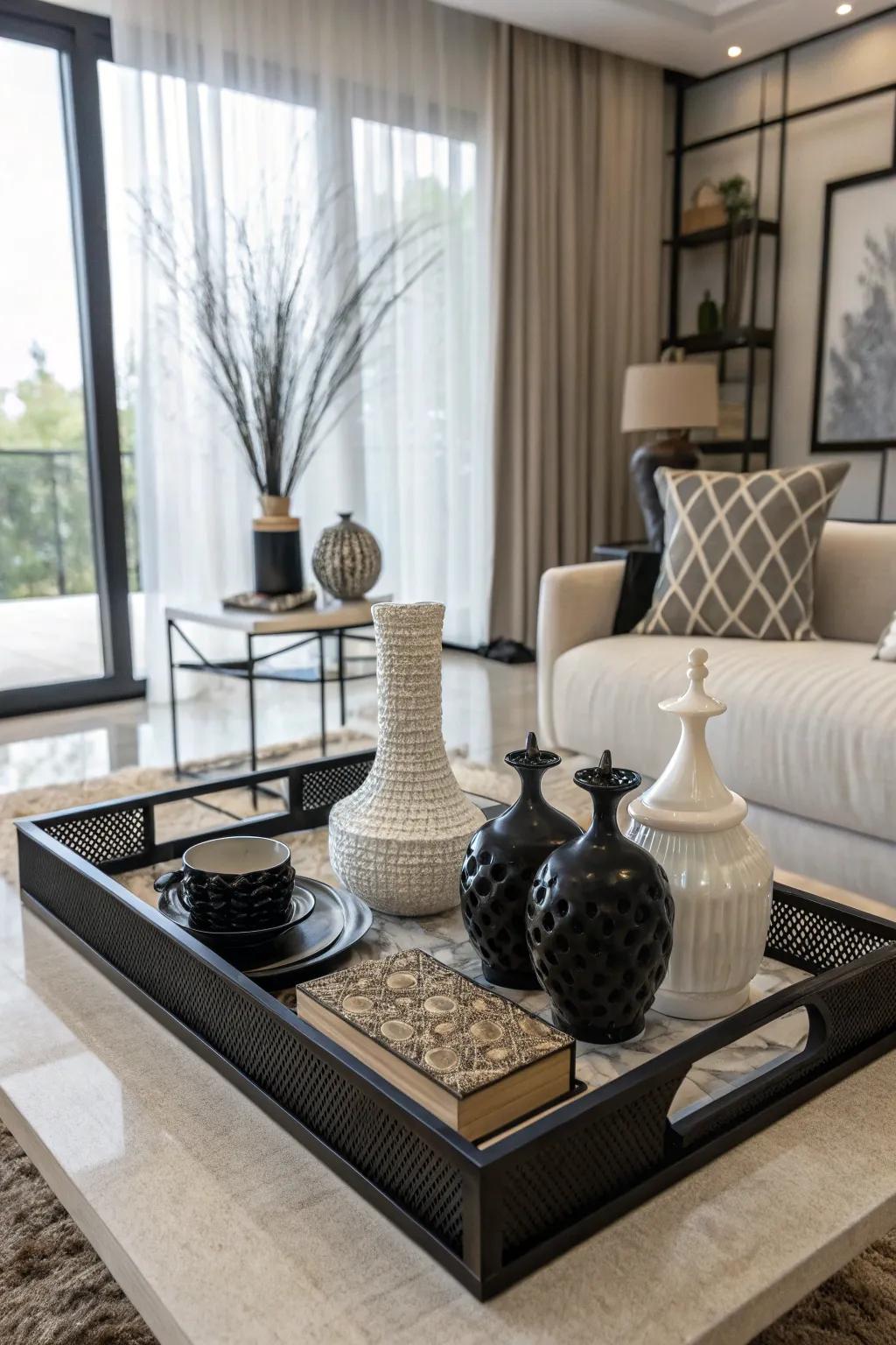 Single hue charm with a single-color scheme on a decor platter.