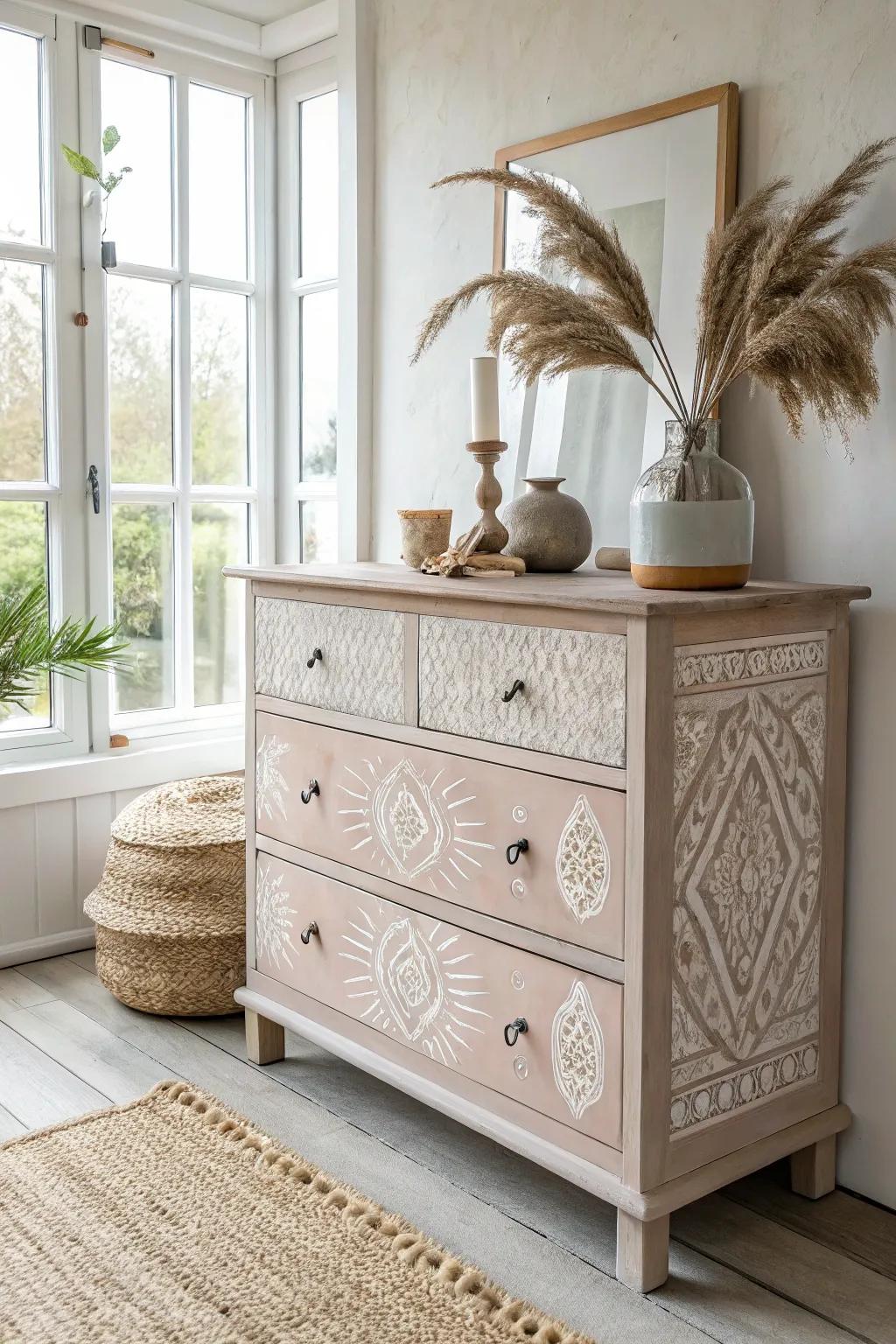 Breathe new life into your space with this eco-friendly updated dresser, mixing Scandinavian simplicity with boho charm.