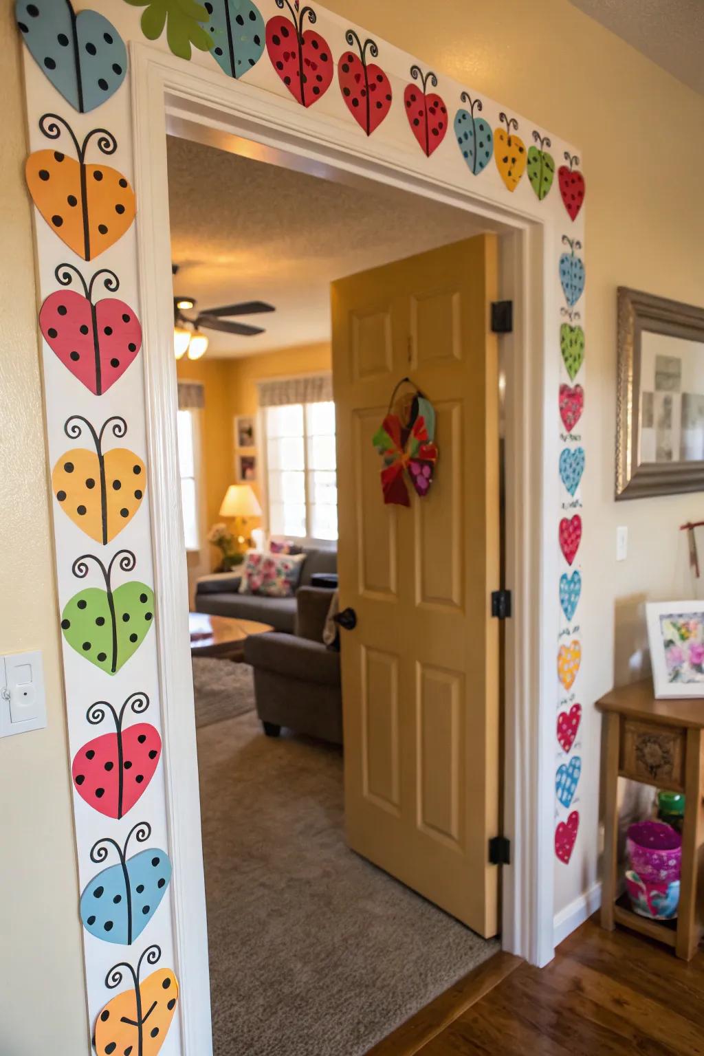 Whimsical affection insect outlines for a playful entryway.
