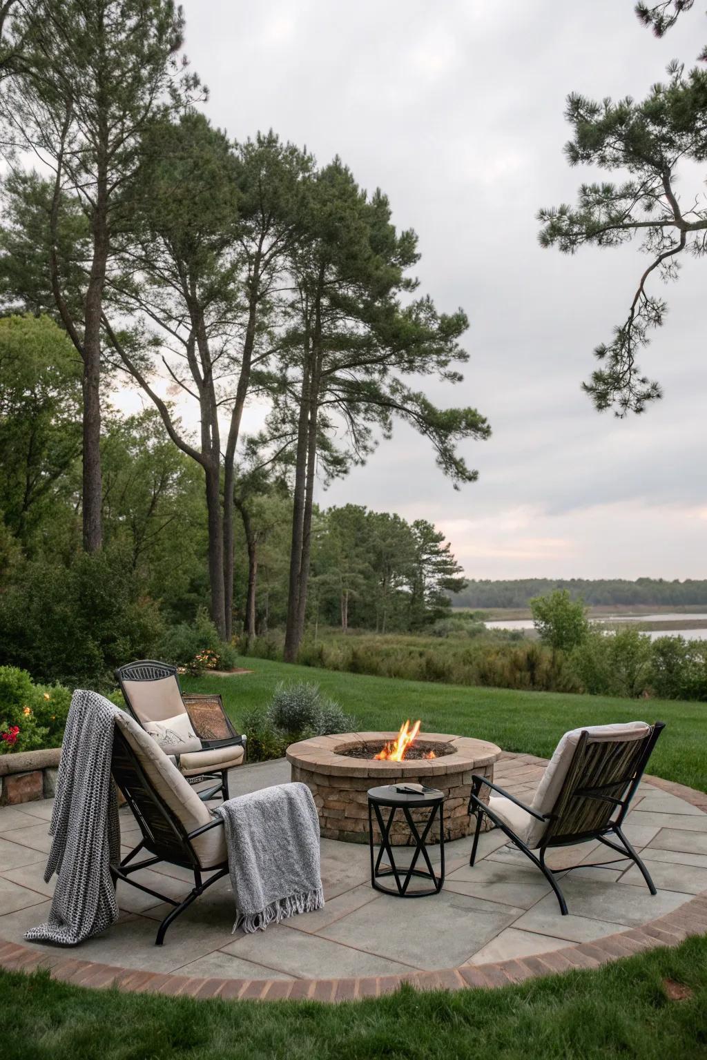 Airy sling chairs offer a light and relaxed seating option.