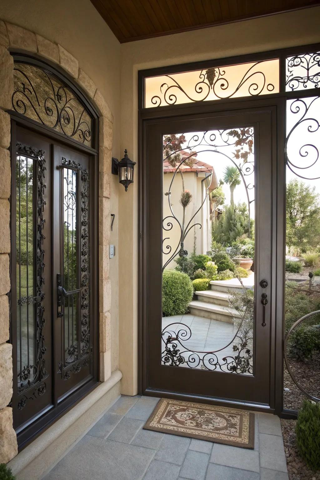 Artistic metalwork adds skill to your entrance.