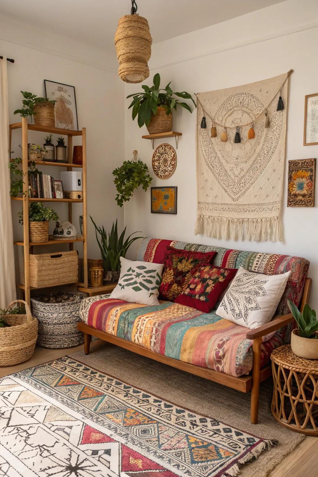 Bohemian touches add creativity and relaxation to your office.