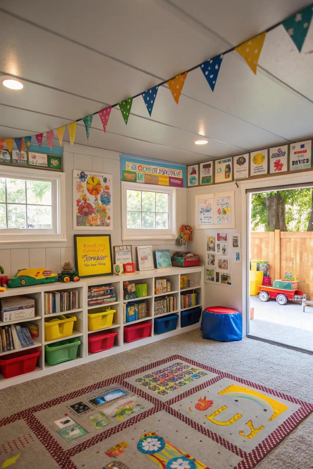 A kids' play area conversion offers a safe and fun environment.