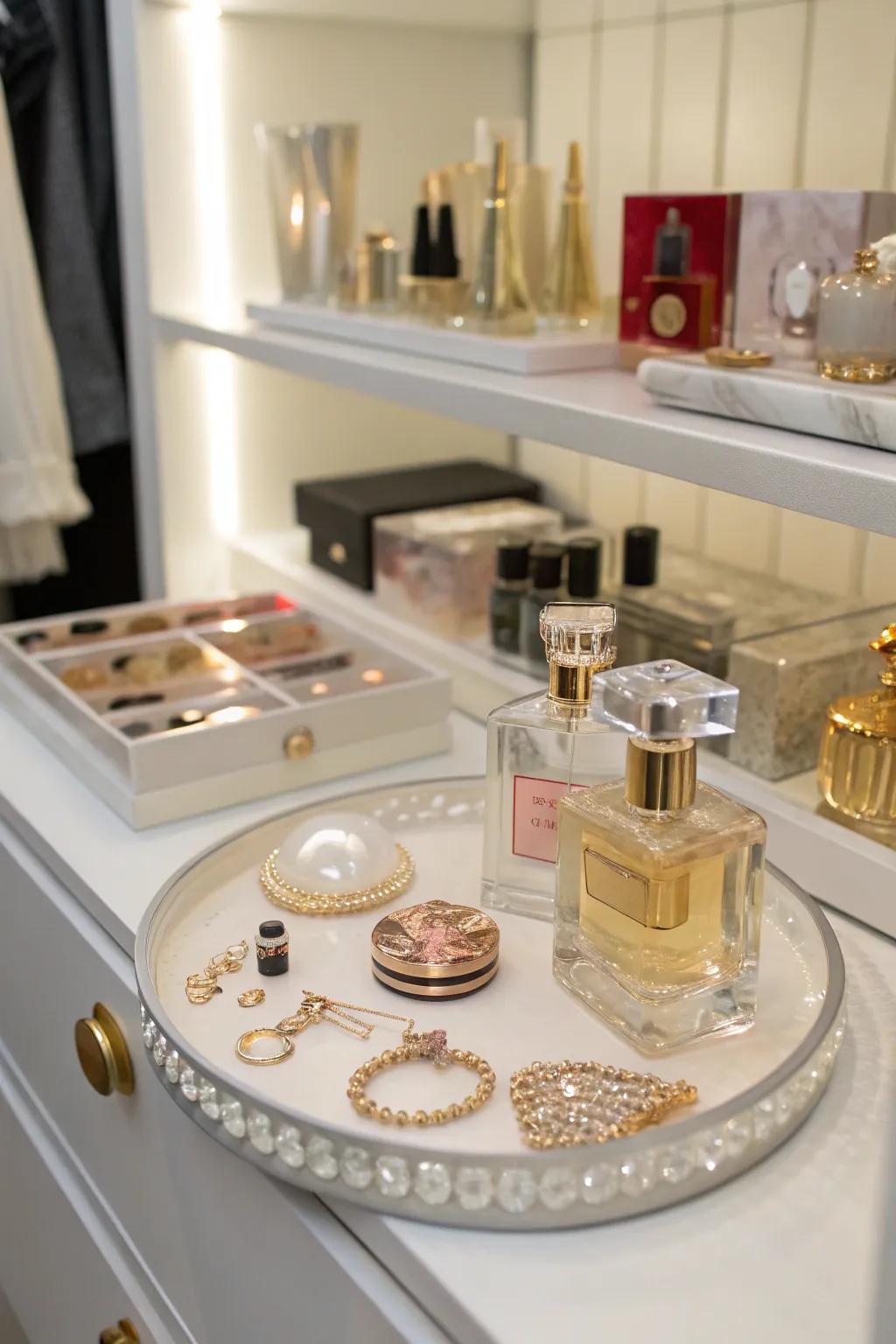 Rotating stands provide simple access to your favorite accessories.