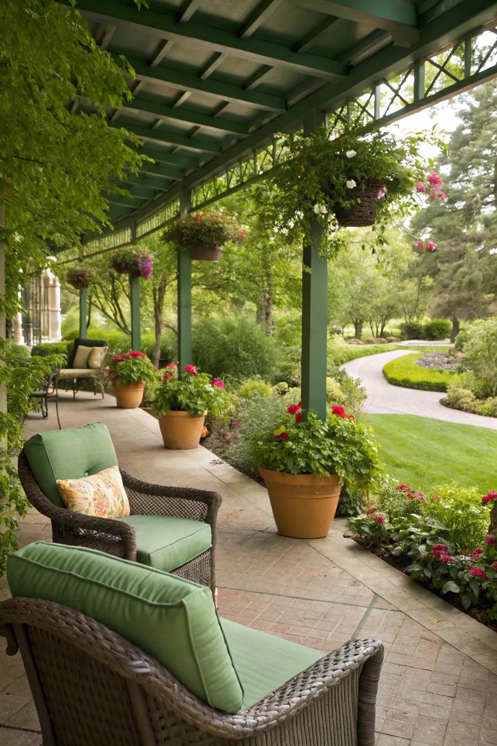 Green outside spaces enhance appearance also provide relaxation.