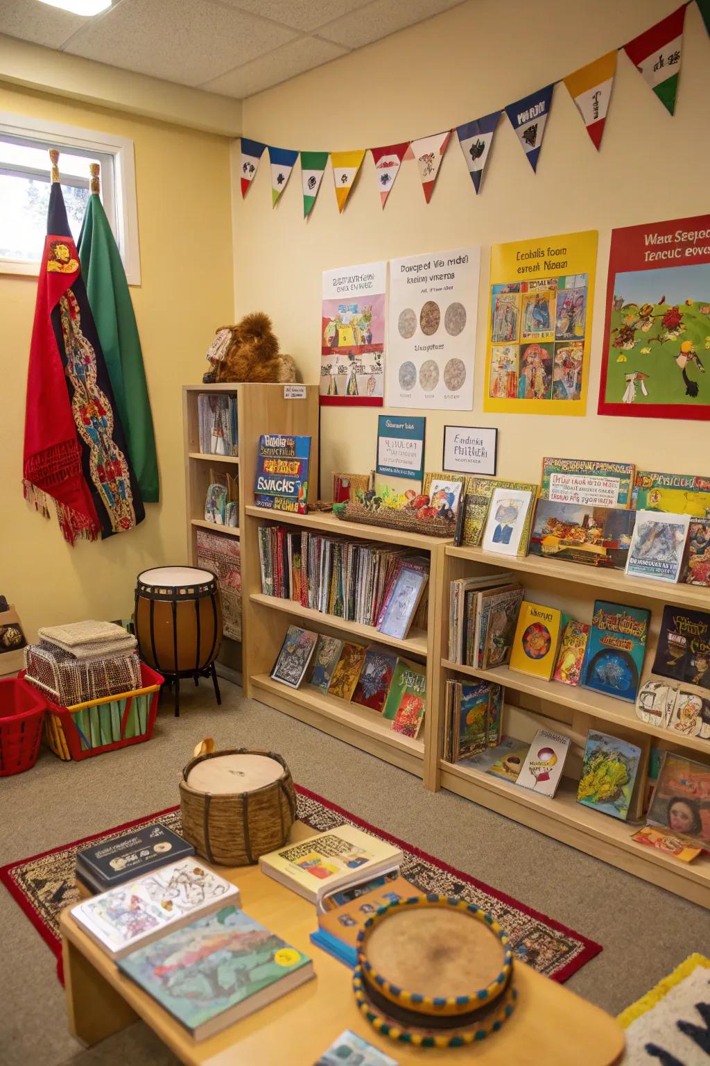 Cultural corners encourage inclusiveness and learning through variety.