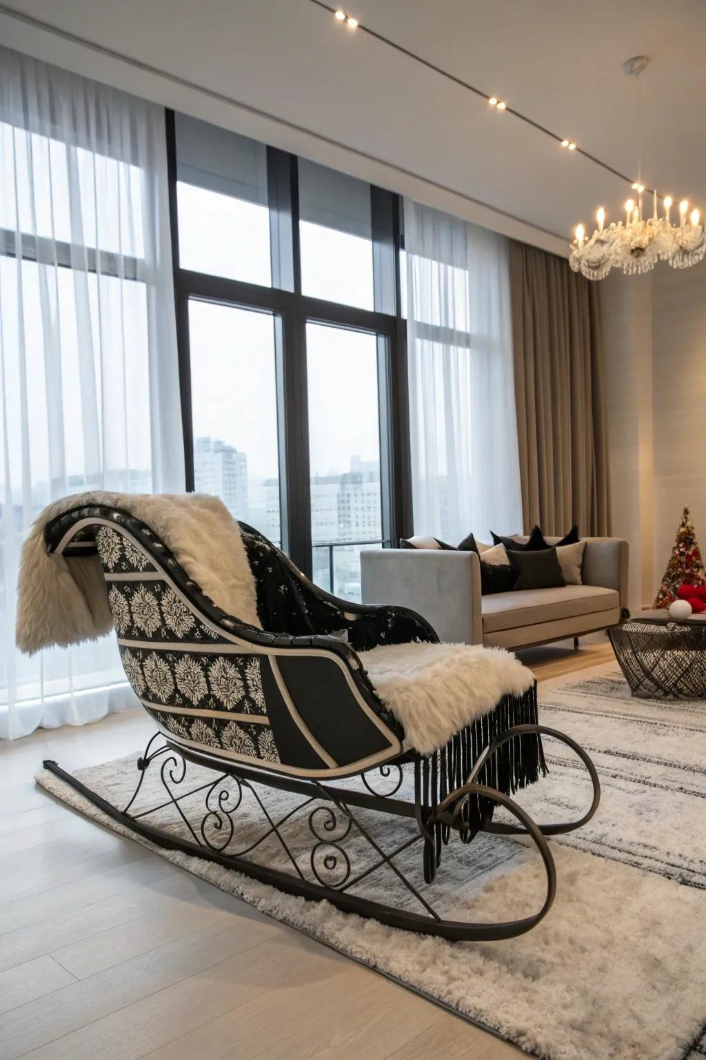 A modern sled showcasing bold ebony and ivory accents