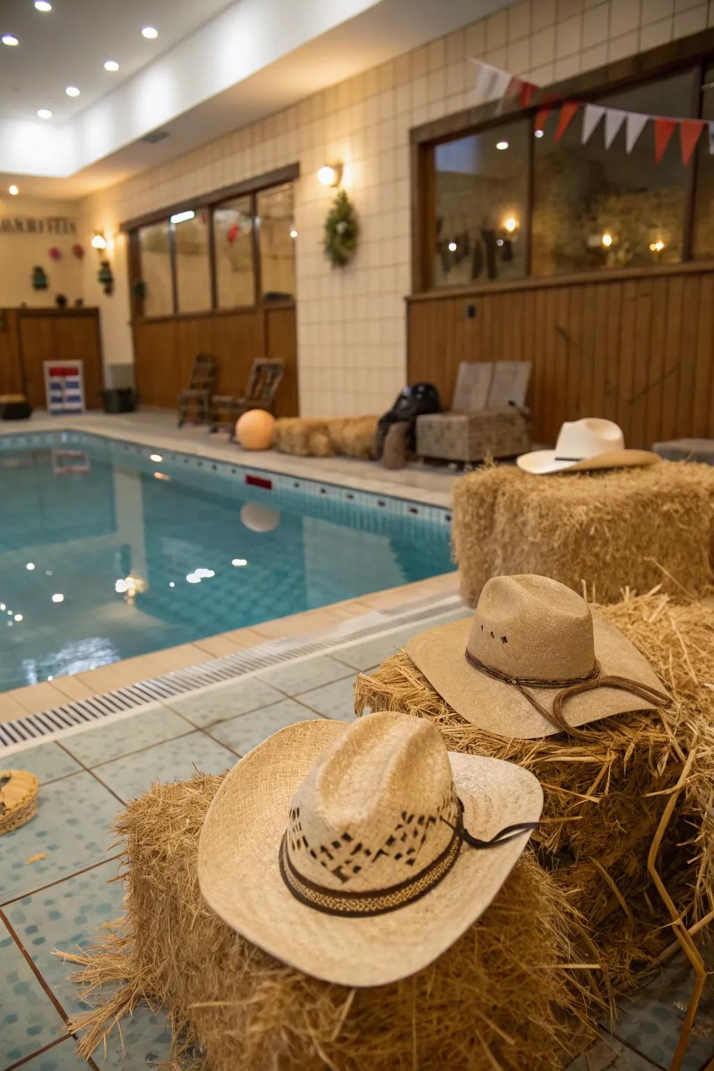 Start your boots at a western influenced social with the swimming pool.
