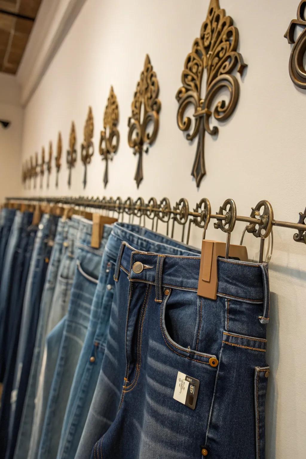 A jeans wall display turns your denim collection into art.