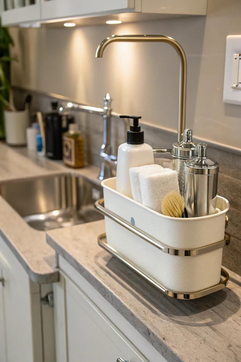 Add a modern touch with a floating rack.