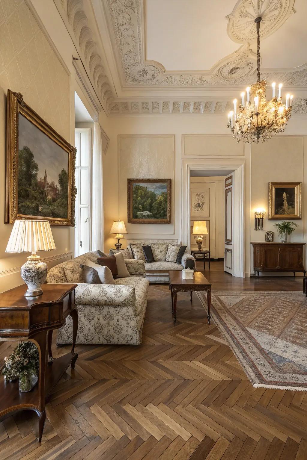 Bone patterns extend ageless elegance and visual curiosity.