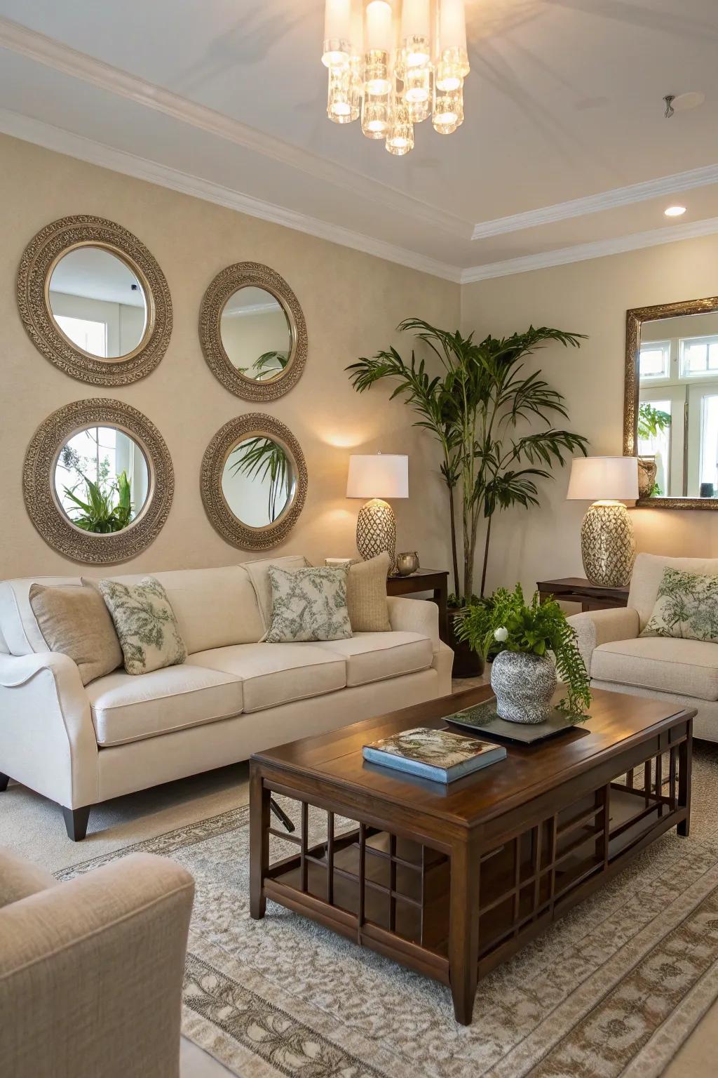 Enhance harmony with Feng Shui mirror arrangements.
