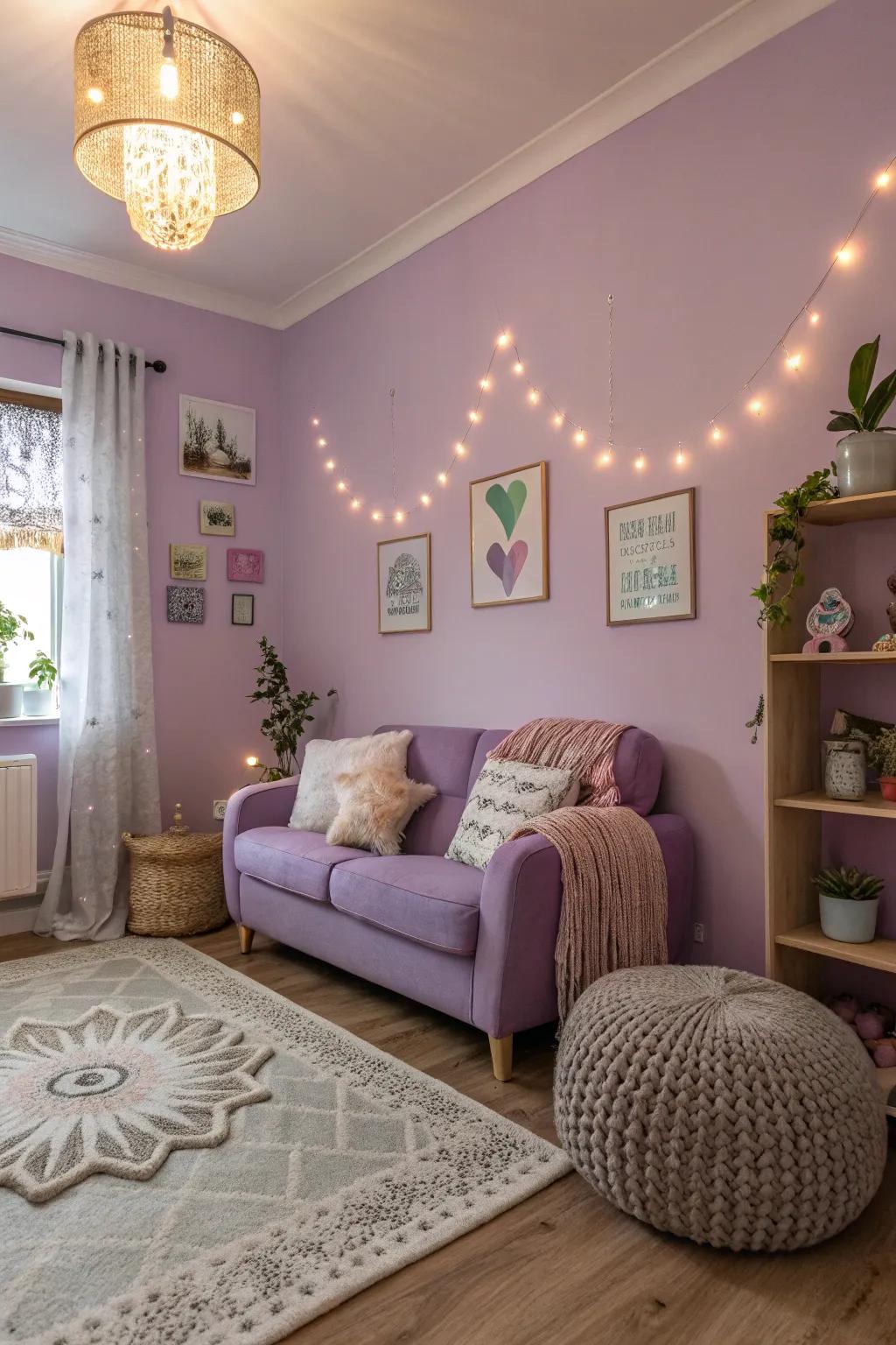 Lavender infuses a whimsical and subtle allure.