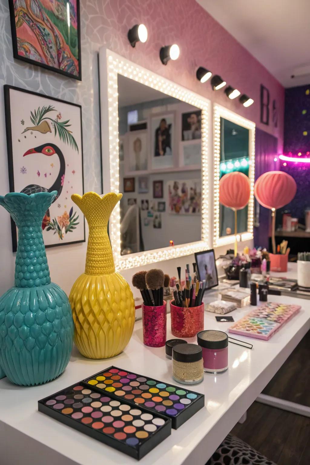 Unique decor adds a playful touch.