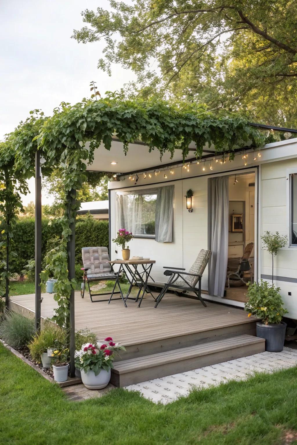 A stylish arbor that adds shade and sophistication.