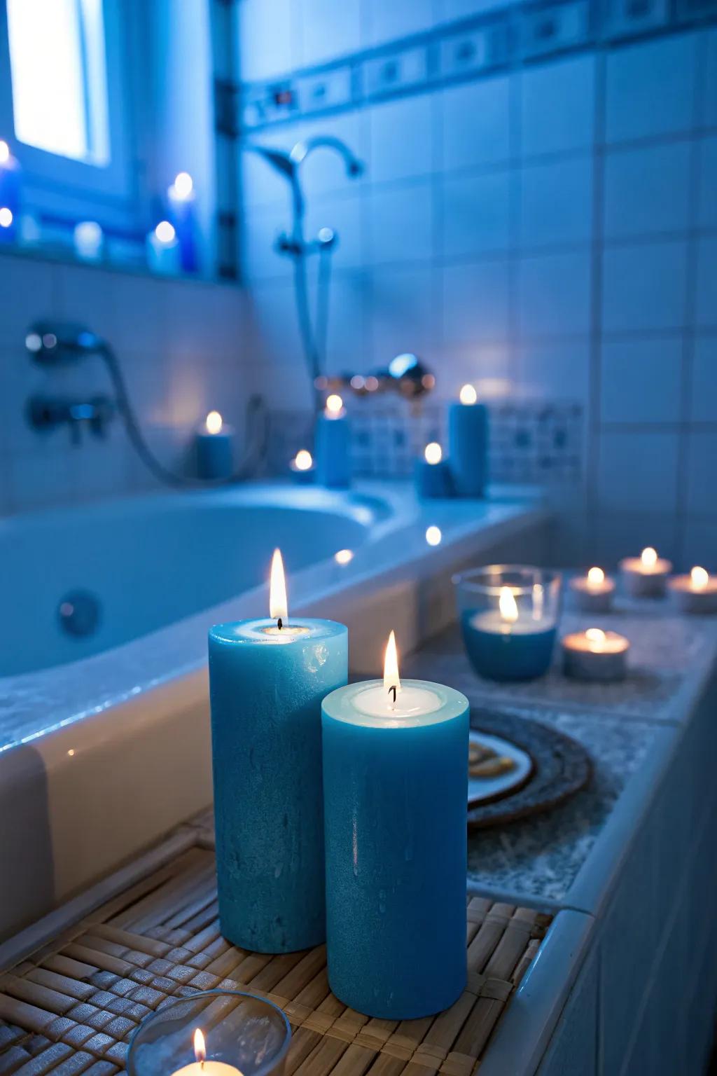 Azure lights heighten the setting with their relaxing radiance and shade.