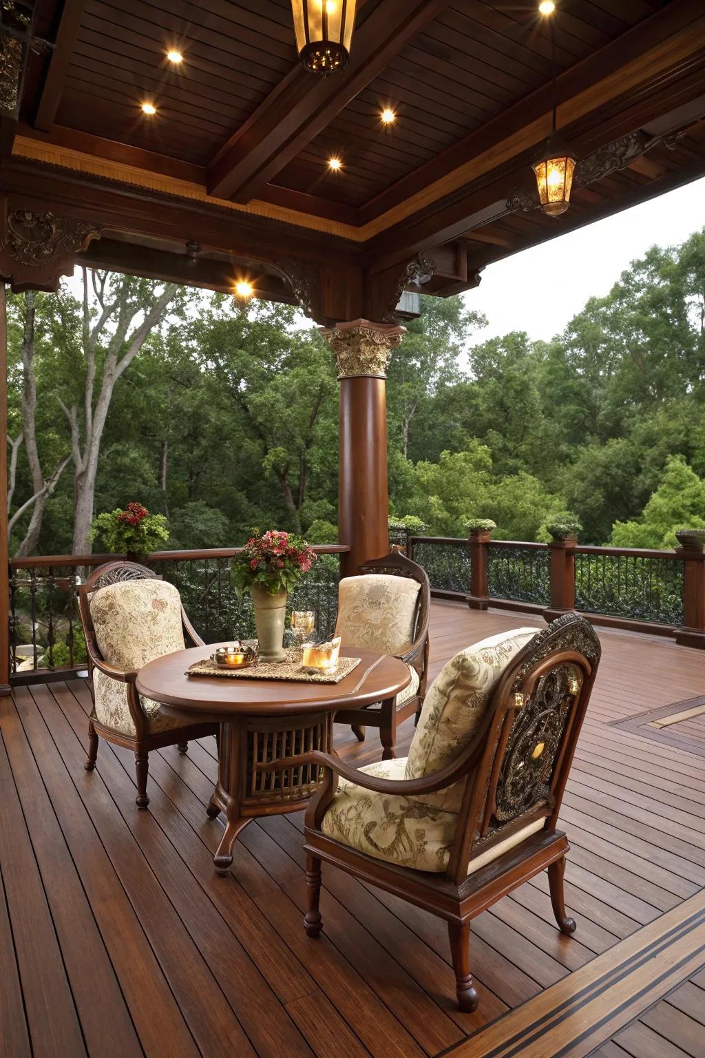 Ruby wood offers a rich, luxurious feel.