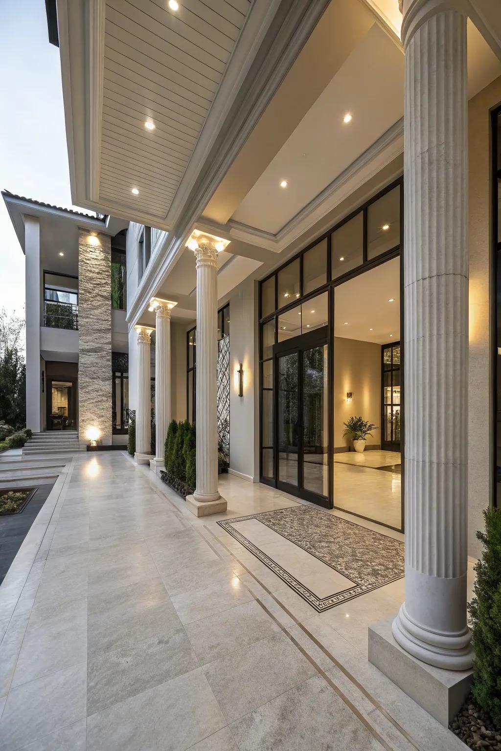 Architectural columns add a grand and elegant touch.