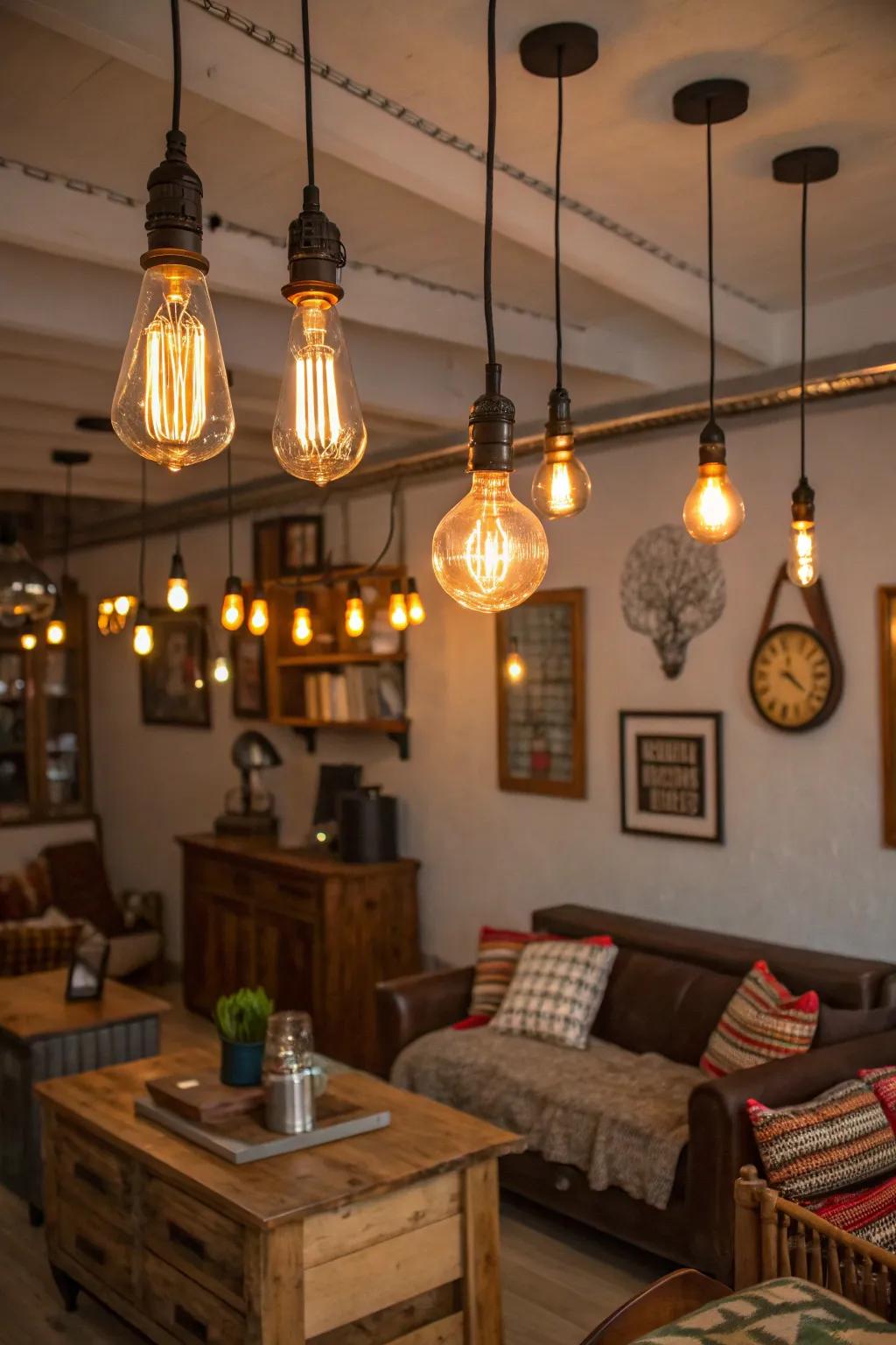 Timeless Inventor's bulbs add a nostalgic glow.