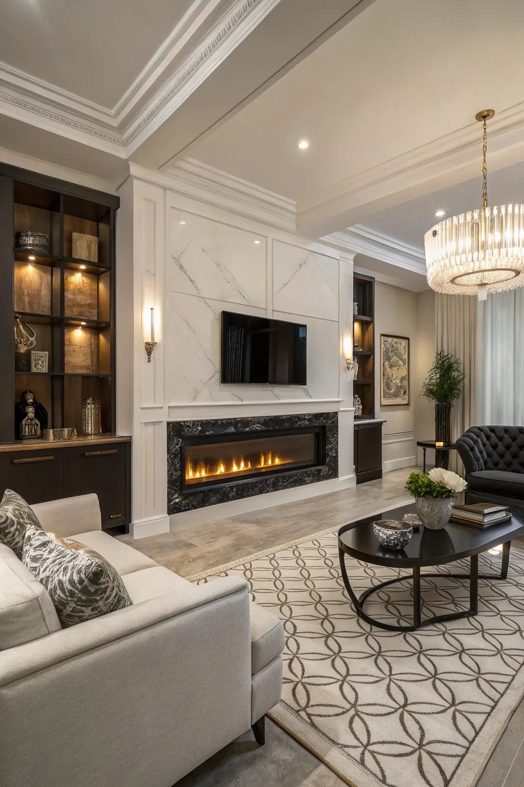 A convertible gas fireplace offering adaptability in design.