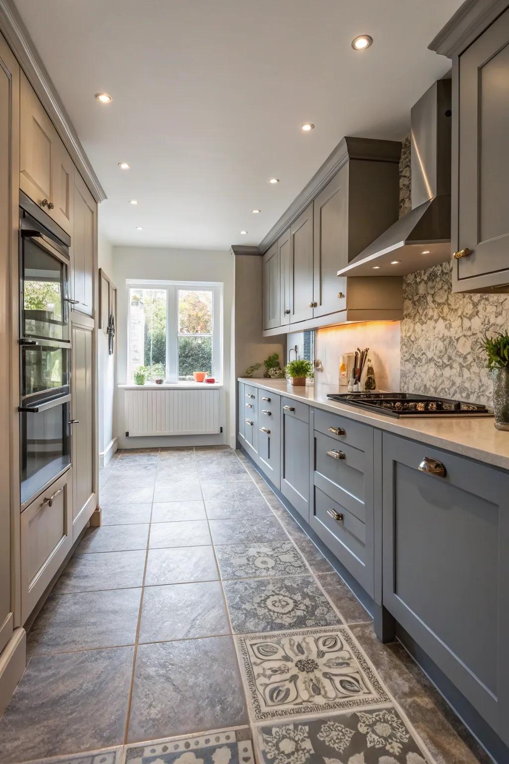 Coordinated flooring enhances harmony and visual interest.