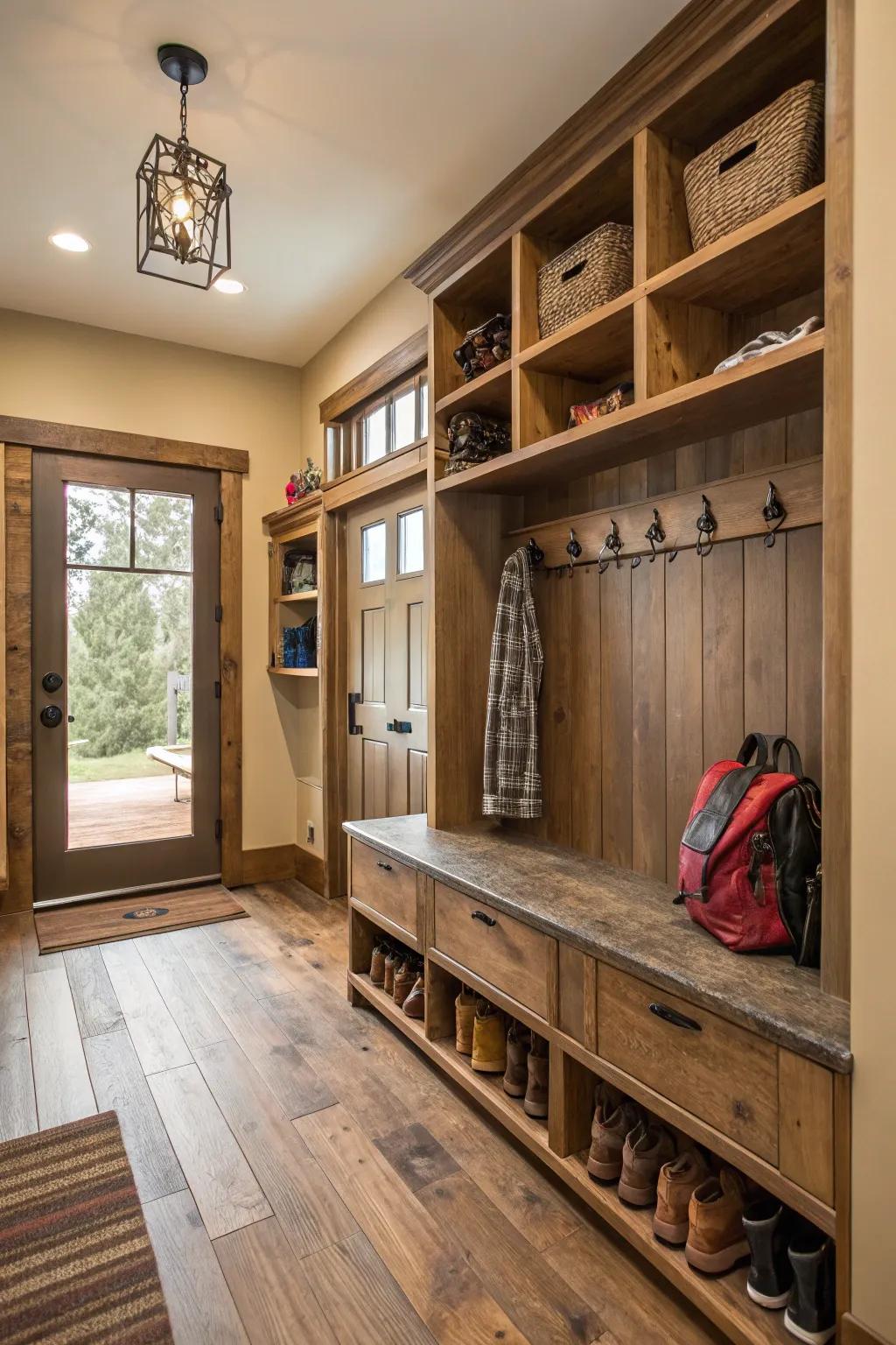 Eco-friendly choices for a sustainable mudroom.