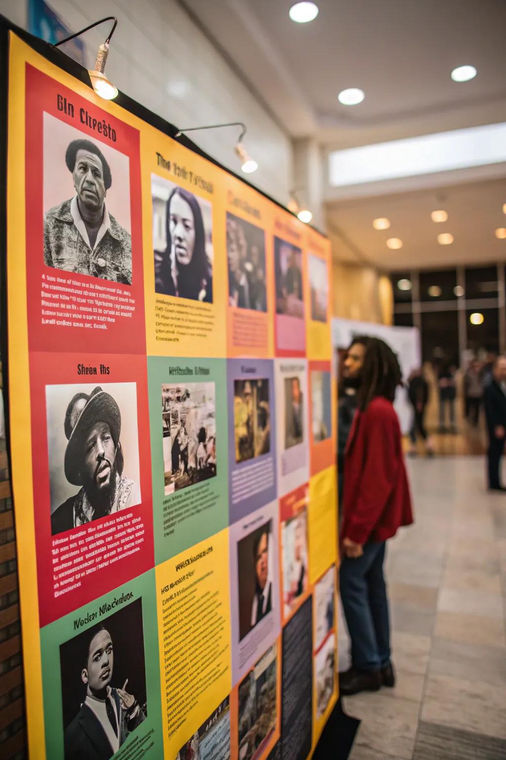 An inspiring bulletin board highlighting influential music heroes.