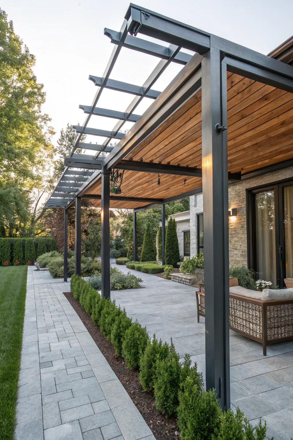 A mixed-material shade combines rustic charm with modern style.