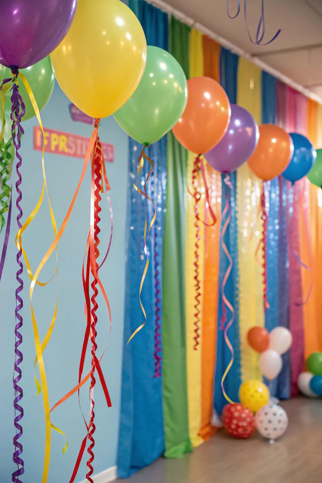 Playful and vibrant with colorful streamers.