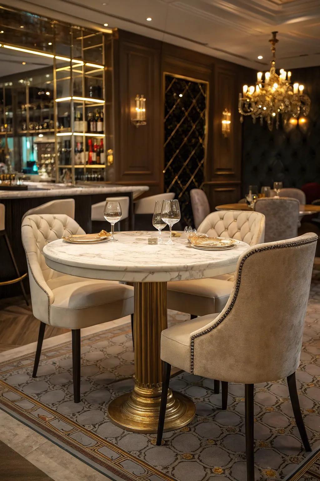 With timeless marble pub tables, savor refinement.