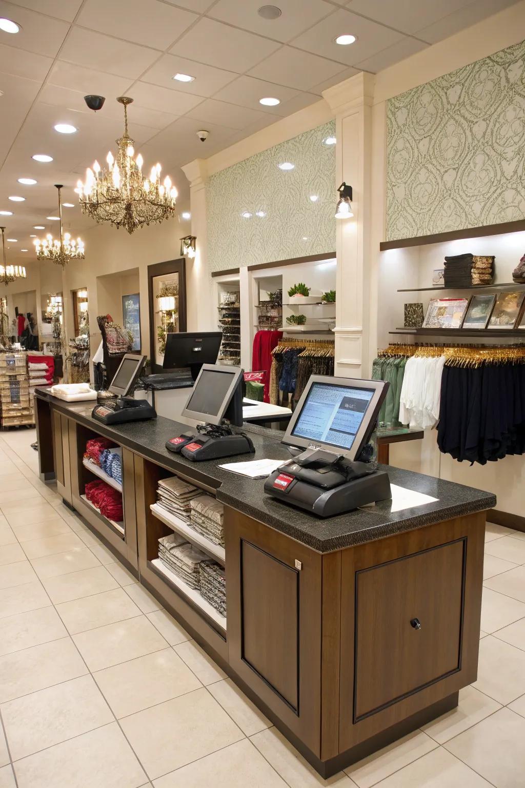 A well-designed checkout area ensures a positive and lasting impression.