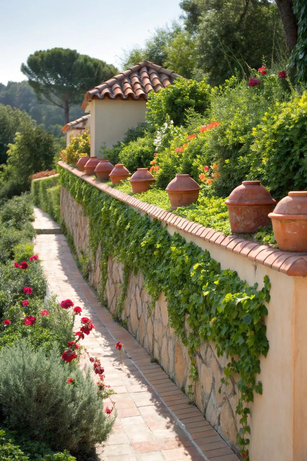 Red Clay caps lend Mediterranean warmth and charm.