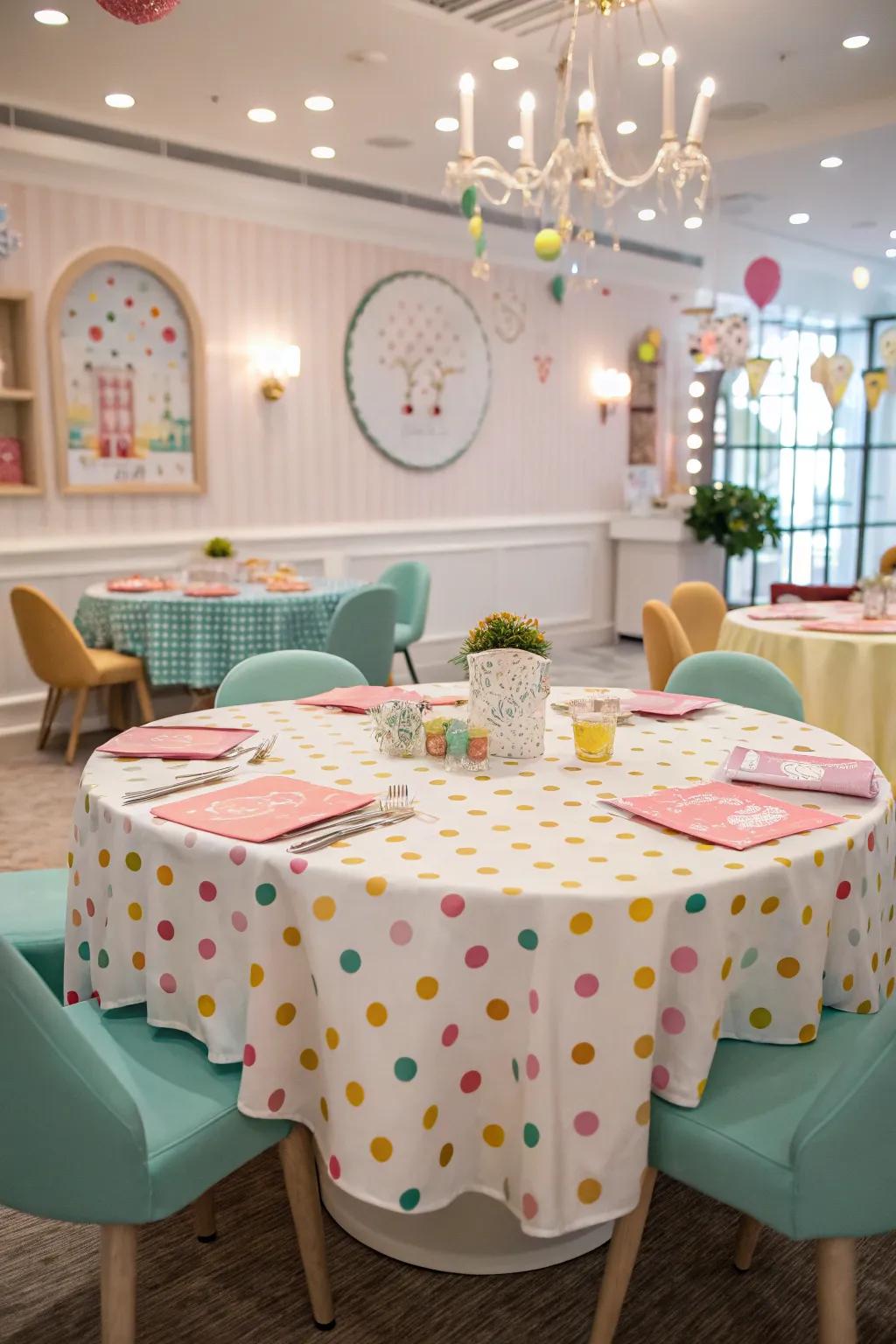 Polka dots bring a whimsical element to table settings.
