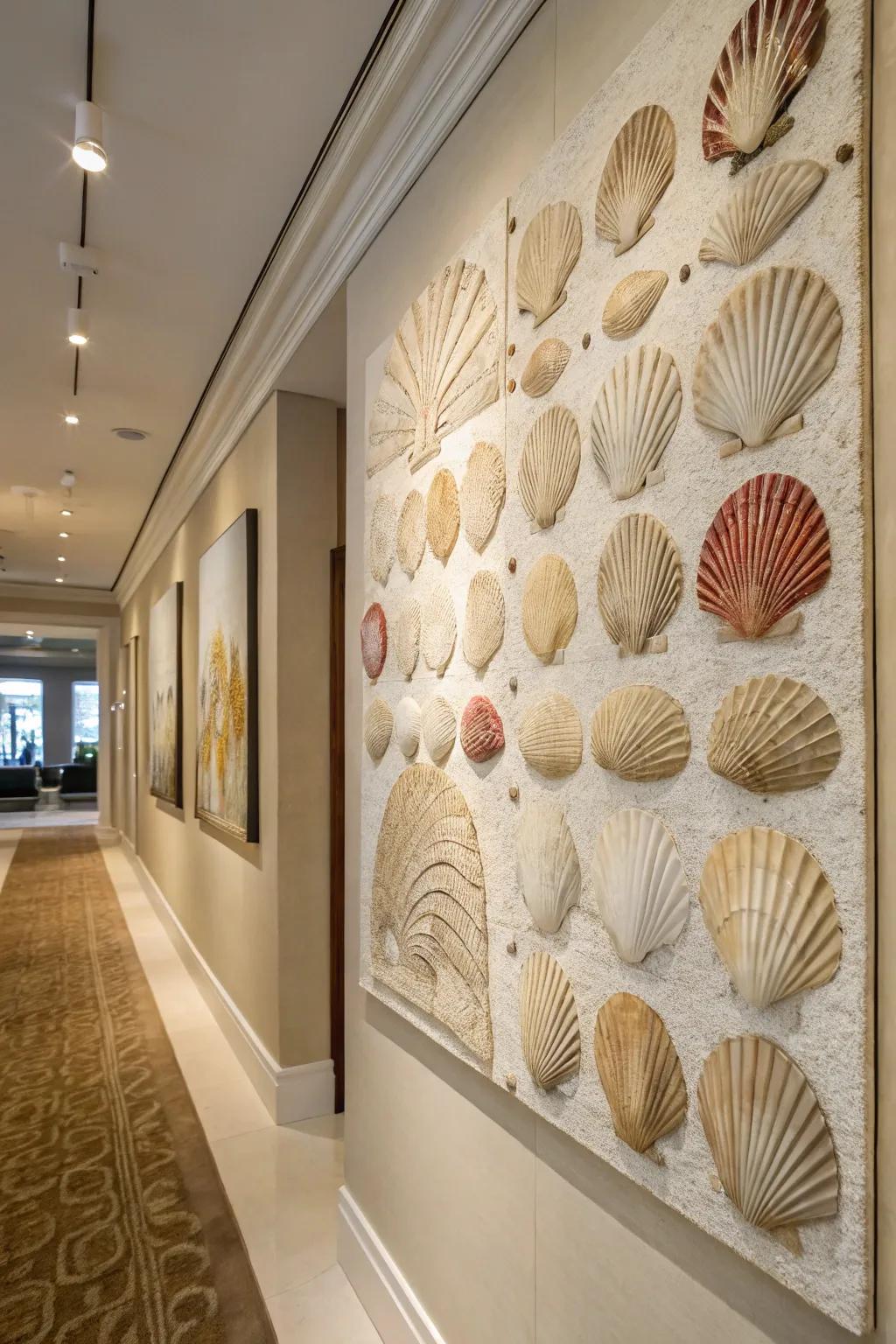 Seashell wall artistry transmutes your compilation into a breathtaking masterpiece.