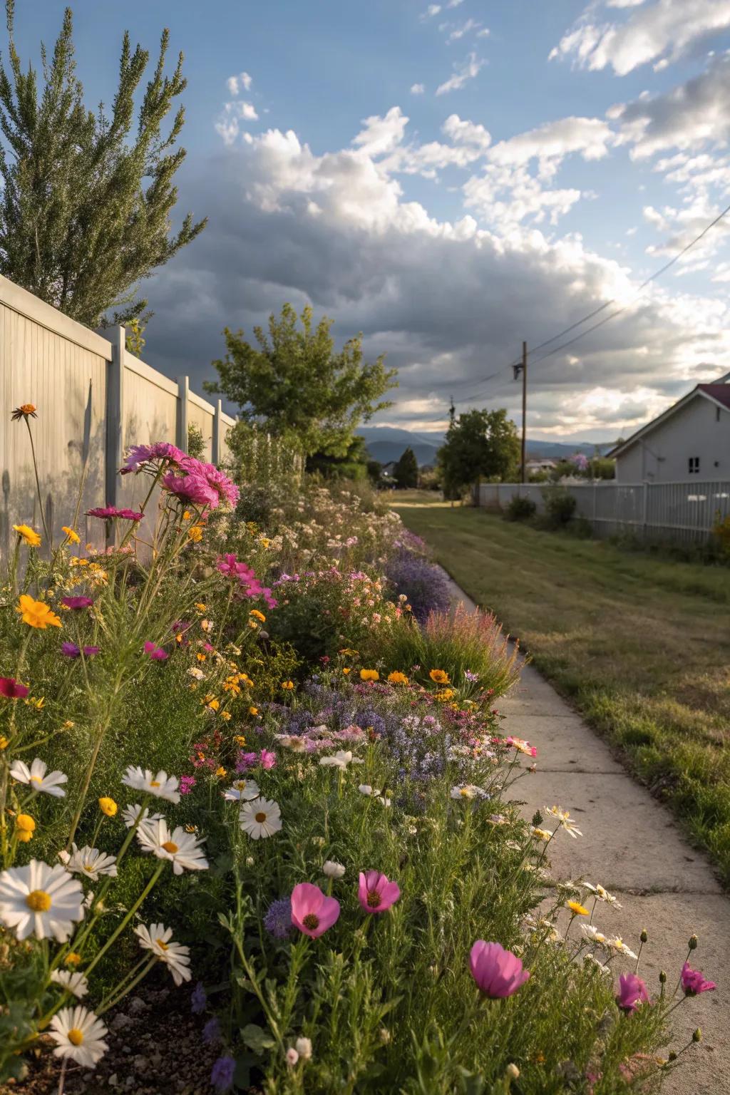 A wildflower garden introduces color and vibrancy.