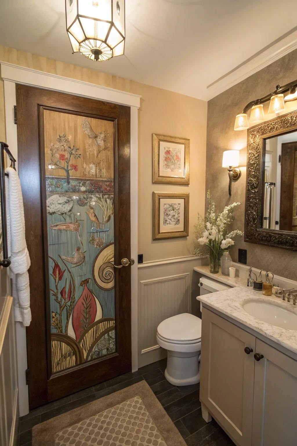 Custom artwork doors reflect personal style and creativity.