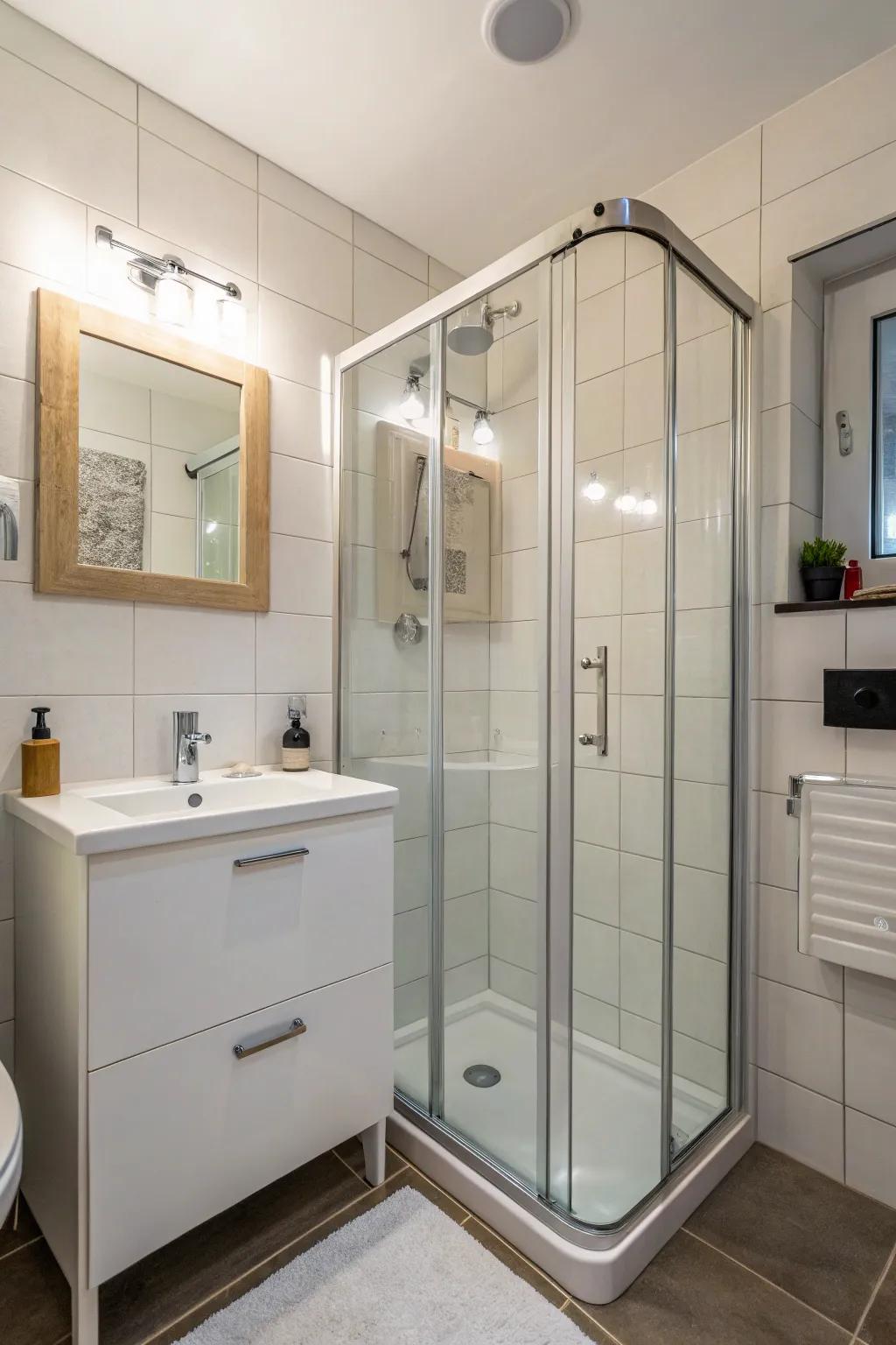 Edge showers make efficient use of limited space.