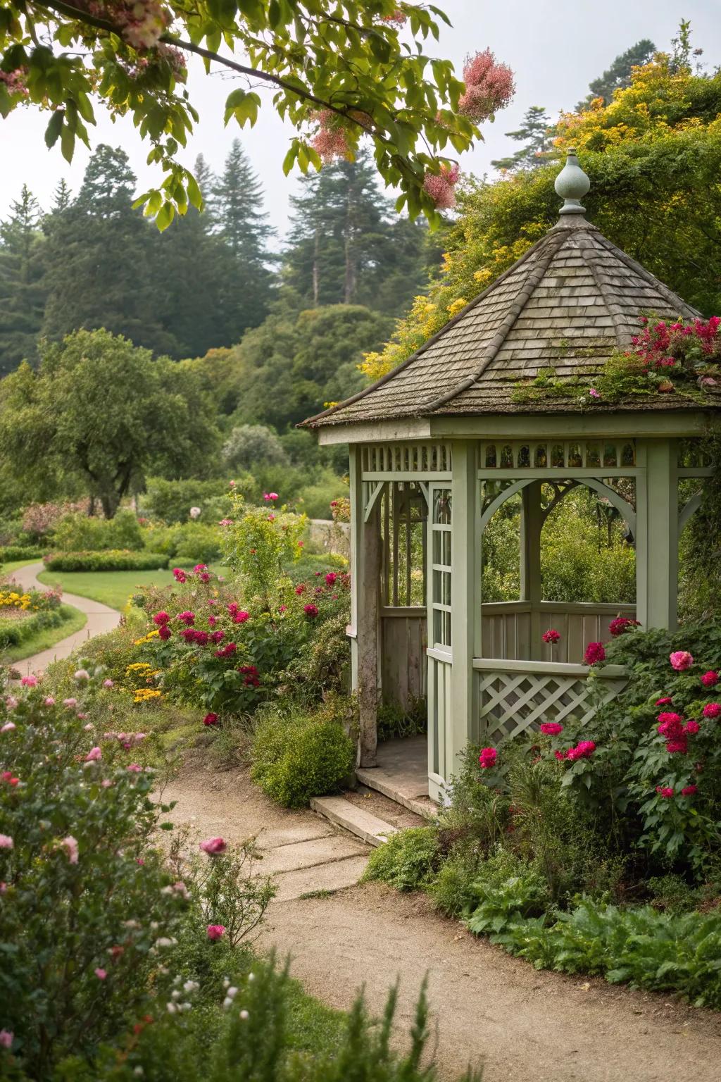 Discover tranquility in a secret garden pavilion.